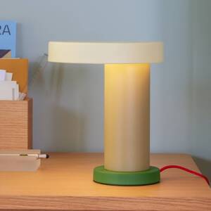HÜBSCH Magic LED stolová lampa, okrová/piesok/zelená, železo