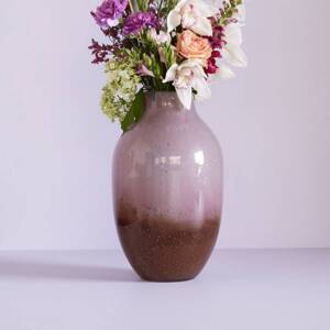 HÜBSCH Váza Posy, sklo, červenohnedá/olivovo ružová, výška 37 cm