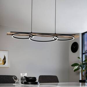 Závesné svietidlo Boyal LED, hnedá farba, dĺžka 101 cm, drevo, 3 svetlá.