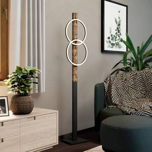 LED stojacia lampa Boyal, hnedá, výška 150 cm, drevo, 2 svetlá.