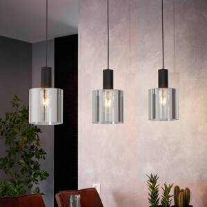 Závesná lampa Gorosiba, čierna, dĺžka 85 cm, oceľ/sklo, 3 svetlá