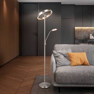 LED stojacia lampa Willis, nikel, výška 180 cm, kovový stmievač CCT