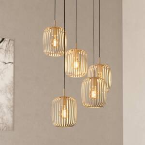 Závesná lampa Romazzina, piesková farba, oceľ, Ø 50 cm, 5 svetiel.