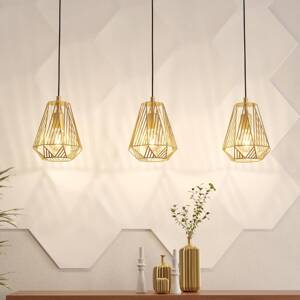 Závesná lampa typu Stype, zlatá farba, dĺžka 96 cm, oceľ, 3 svetlá.