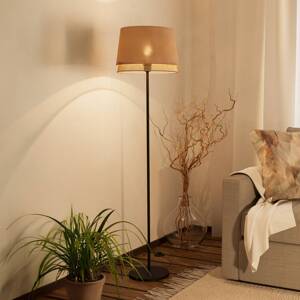 Stojacia lampa Tabley, čierna/prírodná farba, výška 153 cm, látka