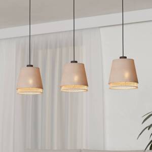 Závesná lampa Tabley, čierna/prírodná farba, 89 cm, látka, 3 svetlá.