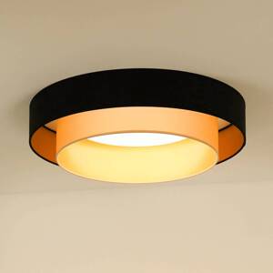 LED stropné svietidlo Luneta velvet čierna/zlatá, Ø 60 cm 3-stupňové stmievanie