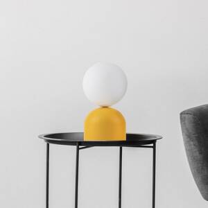 Stolná lampa Miki, žltá, výška 21 cm, kov/sklo