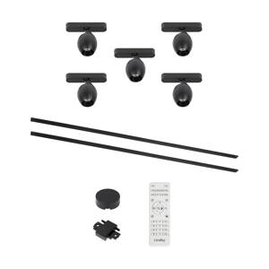 Lumaro track system, reflektory, 5 svetiel, čierne, Ø6cm, 48V, stmievateľné