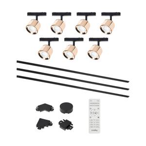 Lumaro track system, reflektory, 7 svetiel, zlaté, Ø8cm, 48V, stmievateľné