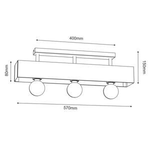 Stropné svietidlo Miluza, čierna/hnedá farba, dĺžka 57 cm, drevo, 3 svetlá.