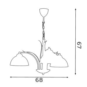 Korfu luster, 3 svetlá, zlatá farba, starožitná, Ø 68 cm