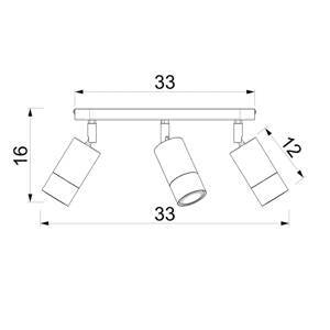 Stropné svietidlo Link, titánovo-zlatá farba, dĺžka 33 cm, 3 svetlá.
