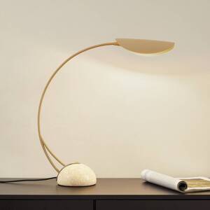 Stolová lampa Lucande Rivera, béžová, kov, kameň, 51 cm, G9