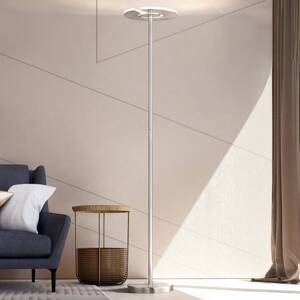 LED stojacia lampa Dent, matný nikel/chróm, 180 cm, CCT, 1 svetlo.