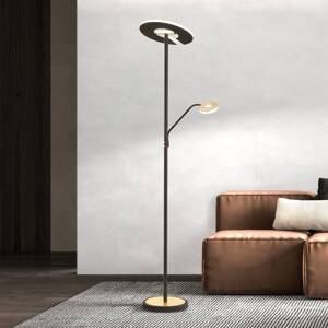 LED stojacia lampa Dent, čierna/zlatý list, 180 cm, CCT, 2 svetlá.
