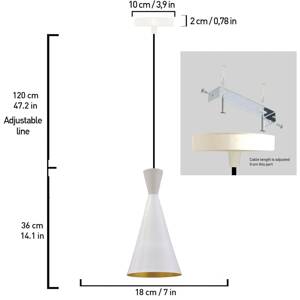 Závesné svietidlo Glenora, biele, Ø 18 cm, kov, E27
