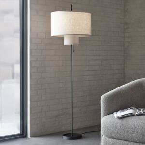 New Works stojacia lampa Margin, béžová, Ø 46 cm výška 153 cm látka