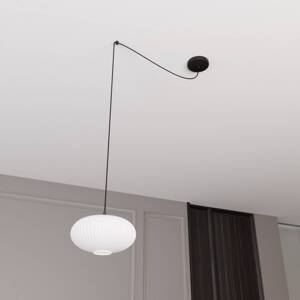 Závesné svietidlo Origo, Ø 30 cm, opál/čierna, decentralizované, sklo