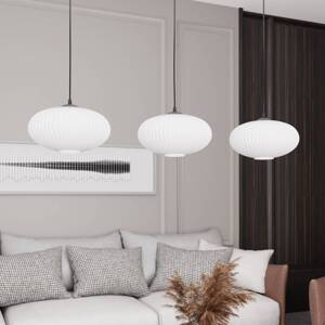Lampa do jedálne Coco, dĺžka 115 cm, čierna/opál, sklo, 3 svetlá
