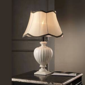 Stolná lampa Desy, keramika, textil, krémová farba, výška 60 cm