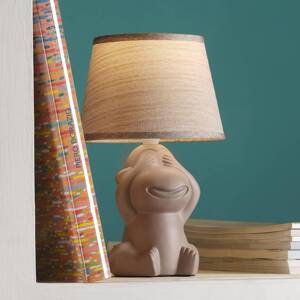 Stolná lampa Opica, hnedá, keramika, textil
