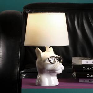 Stolná lampa Biagio, biela, keramika, textil