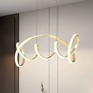 Závesné svetlo Kira LED, zlatá farba, dĺžka 102 cm, 4000 K