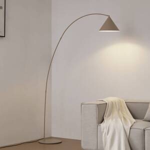 Lindby oblúková lampa Triangolo, béžová, výška 195 cm, kov, E27