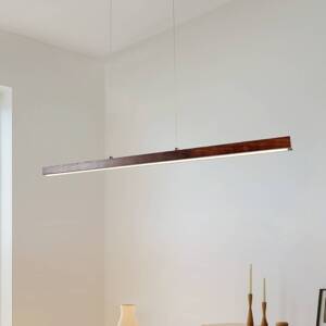 Lucande LED závesné svietidlo Nihalo, orech, 122 cm, stmievateľné, CCT
