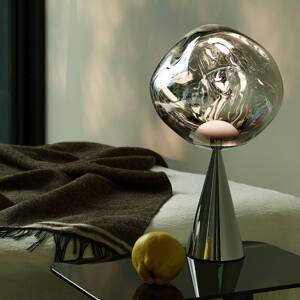 Tom Dixon Stolová LED lampa Melt Cone Fat, strieborná, 65 cm