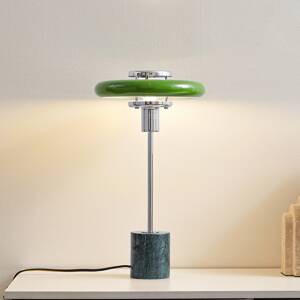 Lindby Stolová lampa Branford, 46 cm, zelená, kov/mramor