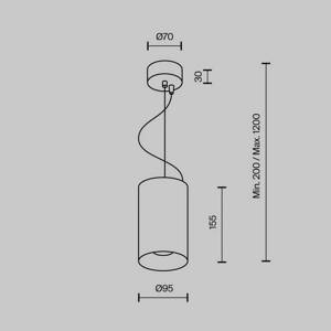 Závesné svietidlo Maytoni LED Efir, čierne, Ø 9,5 cm, 25 W, 38°