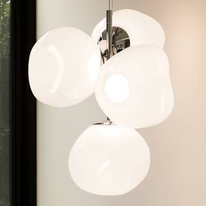 Tom Dixon Melt Chandelier Mini, opálová/strieborná, Ø 55 cm