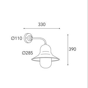 Vonkajšie nástenné svietidlo Campanula 2090 antická mosadz hĺbka 33 cm IP44