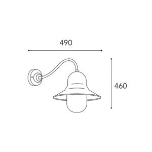 Vonkajšie nástenné svietidlo Campanula 2093 mosadz antická hĺbka 49 cm IP44