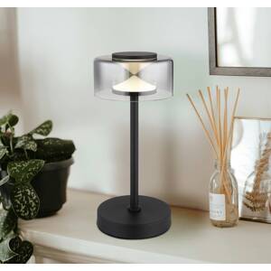 Stolová LED lampa Belinda, dymovo sivá, výška 33 cm, kov