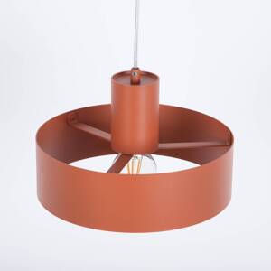 Závesné svietidlo Rif M, tehlovo červené, 1-pl., Ø 25 cm, oceľ