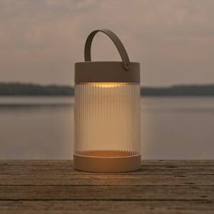 Solárna stolová lampa Coupar, piesková farba, plast, IP44