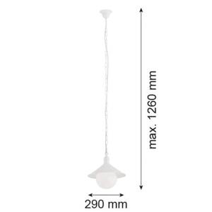 Vonkajšia závesná lampa Enduro, biela, oceľ, sklo, IP44, E27