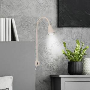 LED nástenné svetlo Tuso, béžové, montáž na posteľ, kov, flexibilné rameno