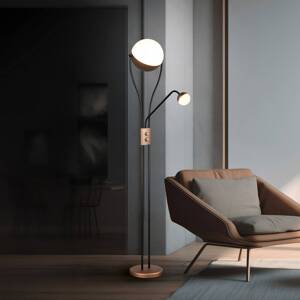 LED stojaca lampa Chris,, coffee, kov, lampa na čítanie, stmievač
