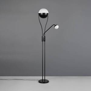LED stojaca lampa Chris, čierna, kovová, lampa na čítanie, stmievač