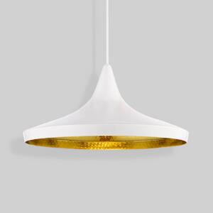 Tom Dixon LED závesné svietidlo Beat Wide, biele, Ø 36 cm, mosadz