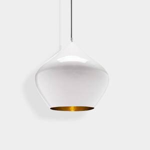 Tom Dixon LED závesné svietidlo Beat Stout, biele, Ø 52 cm, mosadz