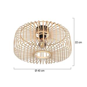 Stropné svietidlo Bloeba, Ø 40 cm, drevo, prírodné, E27
