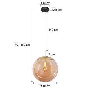 Závesné svietidlo Bollique, mosadz, Ø 40 cm, sklo, 1-pl., guľa