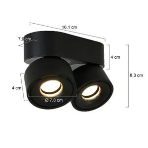 LED stropné bodové svetlá Fez, čierne, 2-pl., kovové, otočné