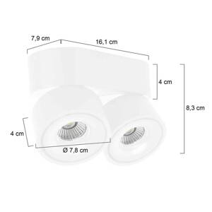 LED stropné bodové svetlá Fez, biele, 2-pl., kovové, otočné