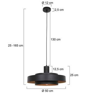 Závesné svietidlo Flinter, drevený dekor, kov, Ø 50 cm, E27